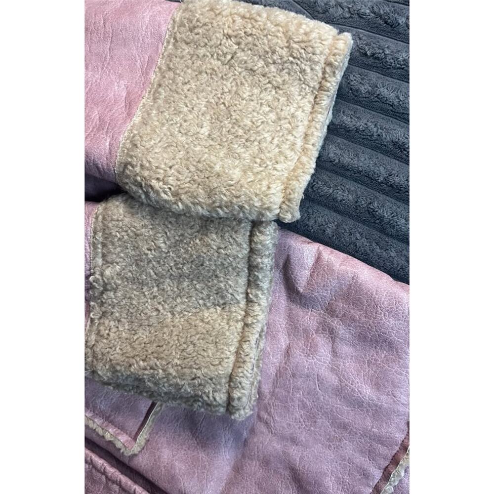 Kimchi Blue Dusty Pink Faux Shearling Long Trench Coat Sherpa Lined S - Picture 7 of 7